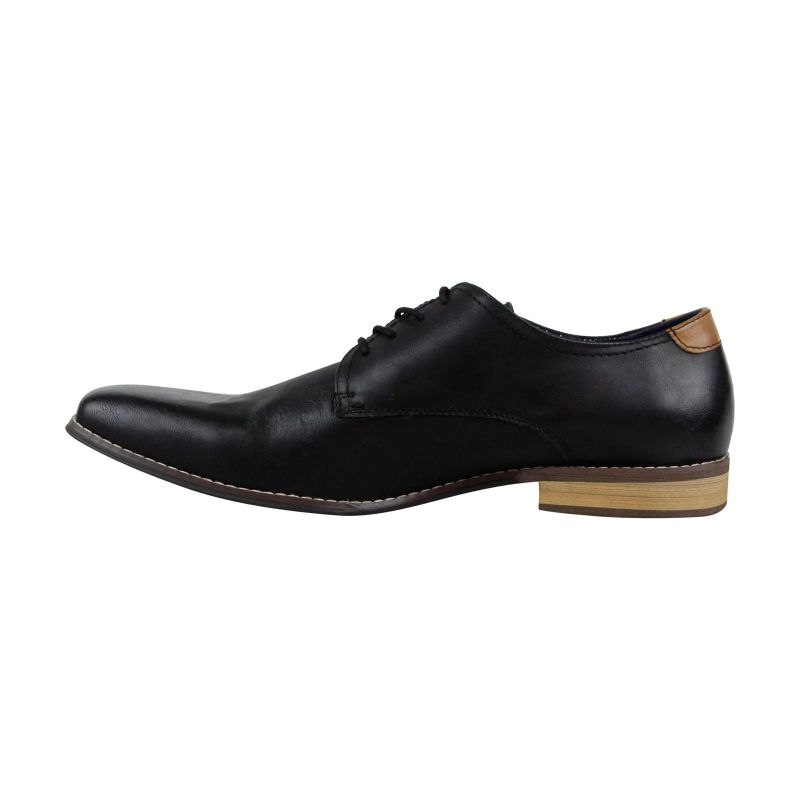 Black Plain Toe Oxfords Shoes for Men by Steve Madden Lorenzzo 2 Derby