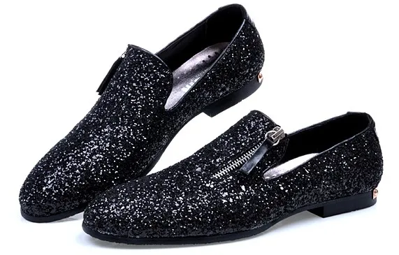 Black Sequins Mens Oxfords Loafers