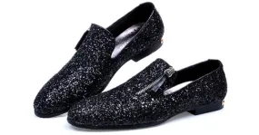 Black Sequins Mens Oxfords Loafers