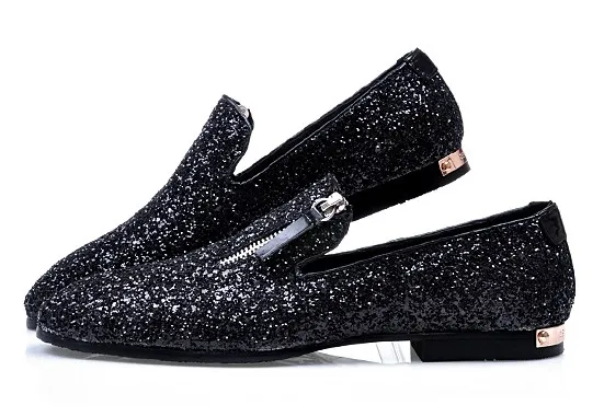 Black Sequins Mens Oxfords Loafers