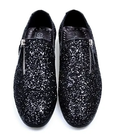 Black Sequins Mens Oxfords Loafers