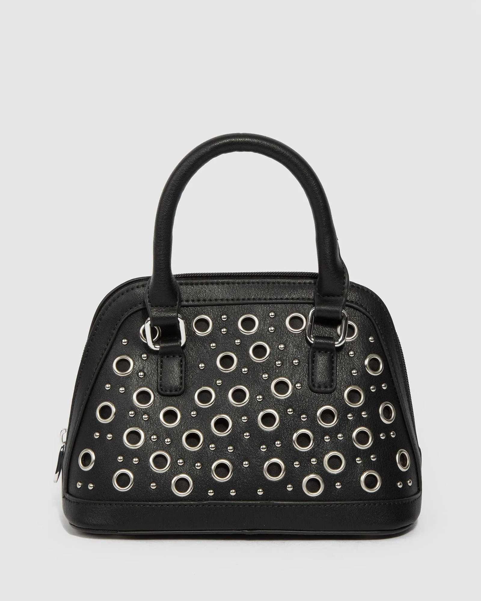 Black Vika Eyelet Mini Tote Bag