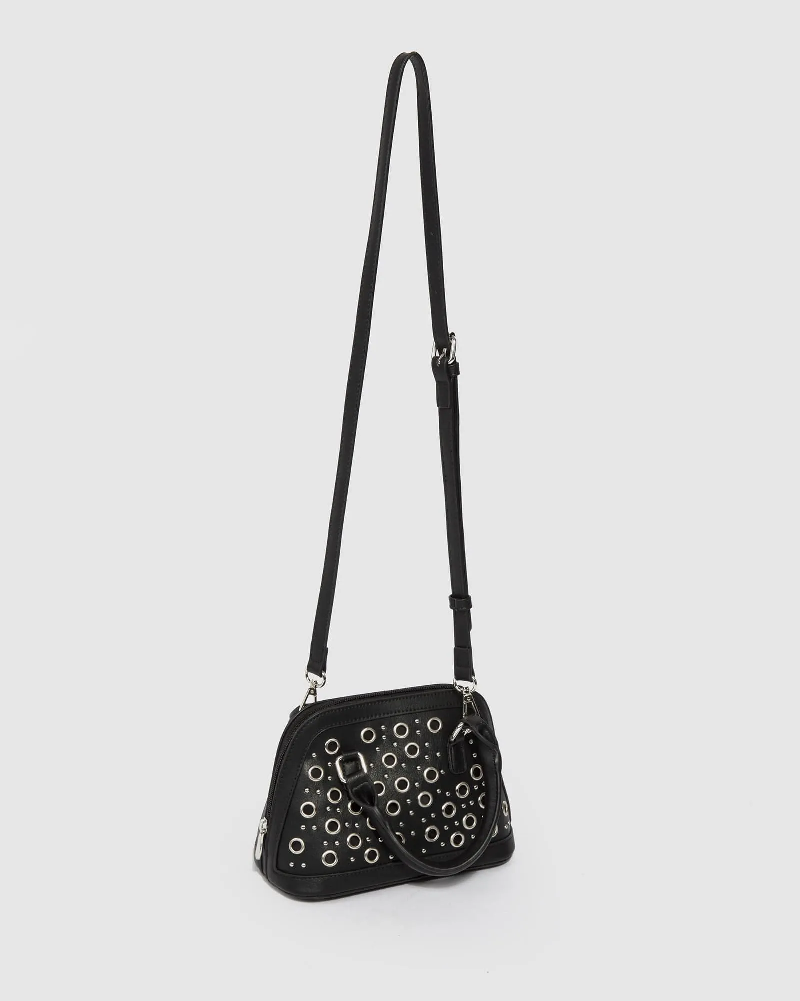 Black Vika Eyelet Mini Tote Bag