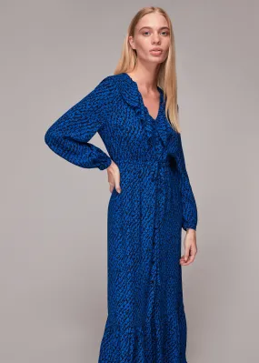 Blue Diagonal Texture Print Dress