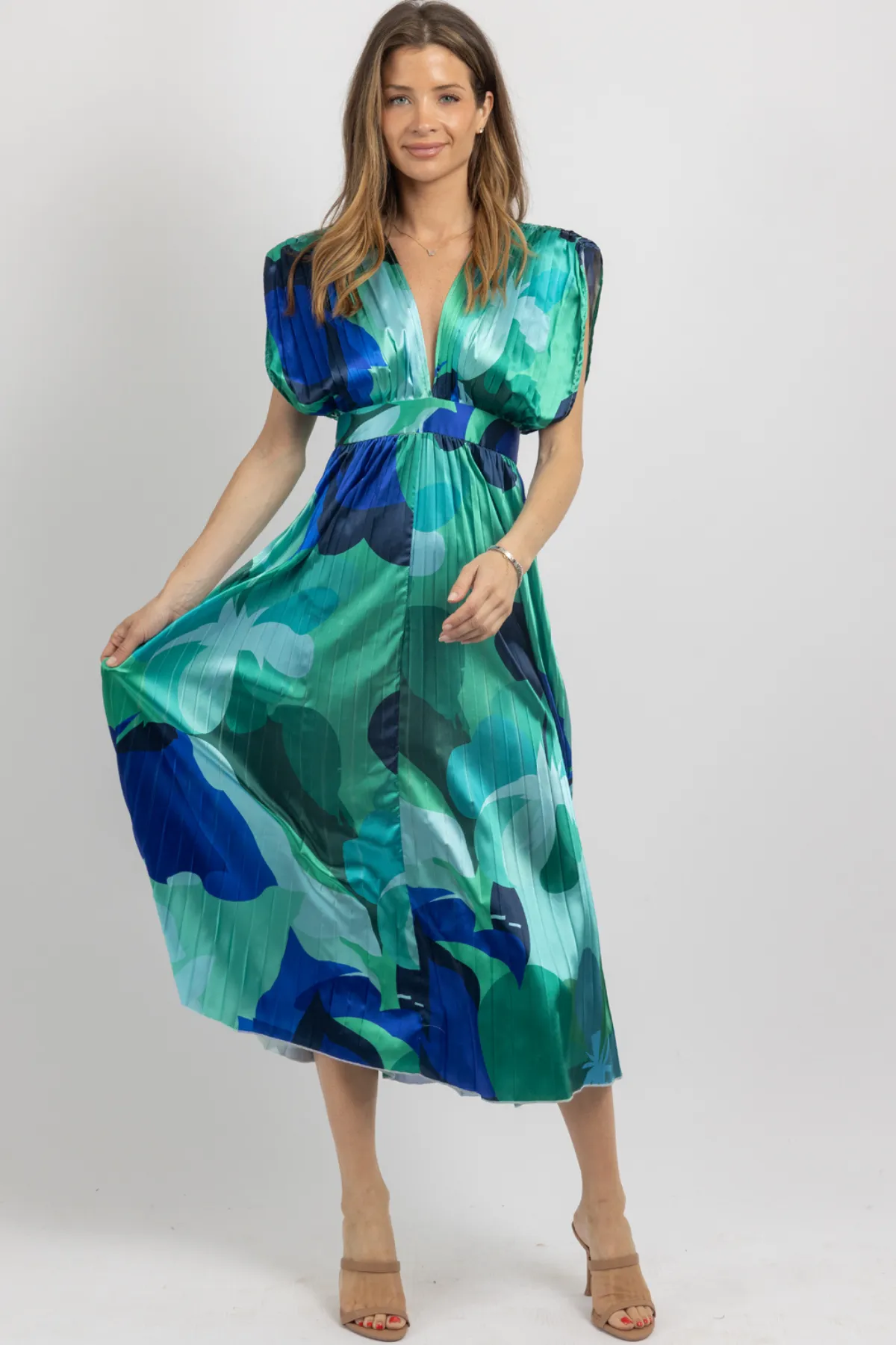 BLUE HUES STATEMENT SHOULDER DRESS