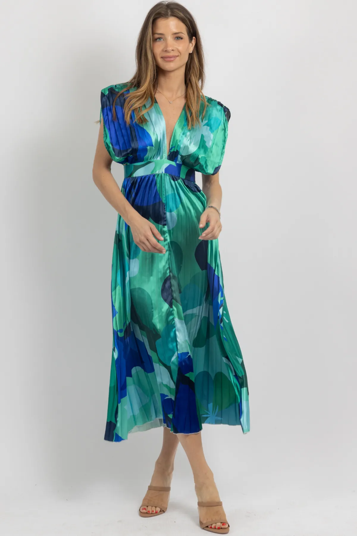 BLUE HUES STATEMENT SHOULDER DRESS