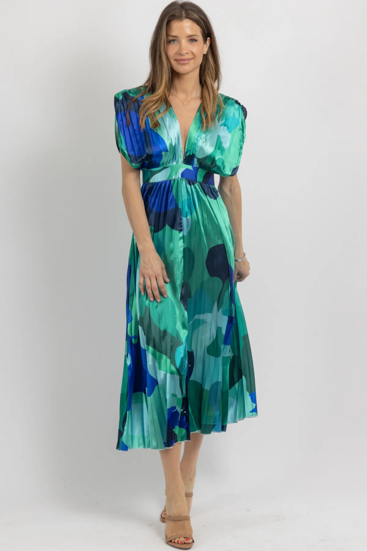 BLUE HUES STATEMENT SHOULDER DRESS