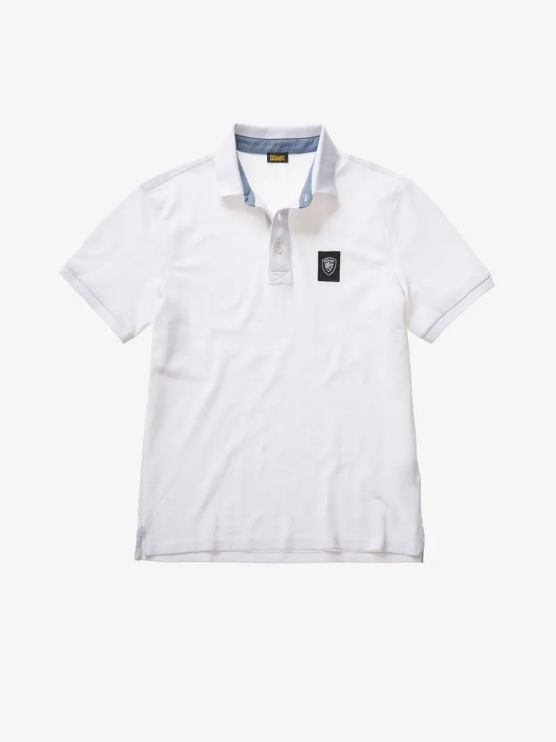 Blue Pique Polo Shirt