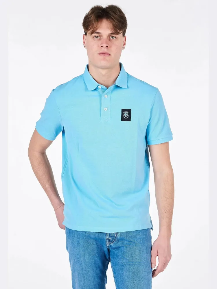 Blue Pique Polo Shirt