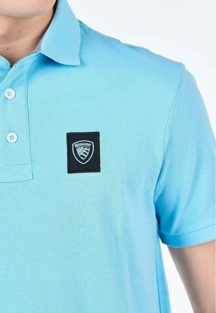 Blue Pique Polo Shirt