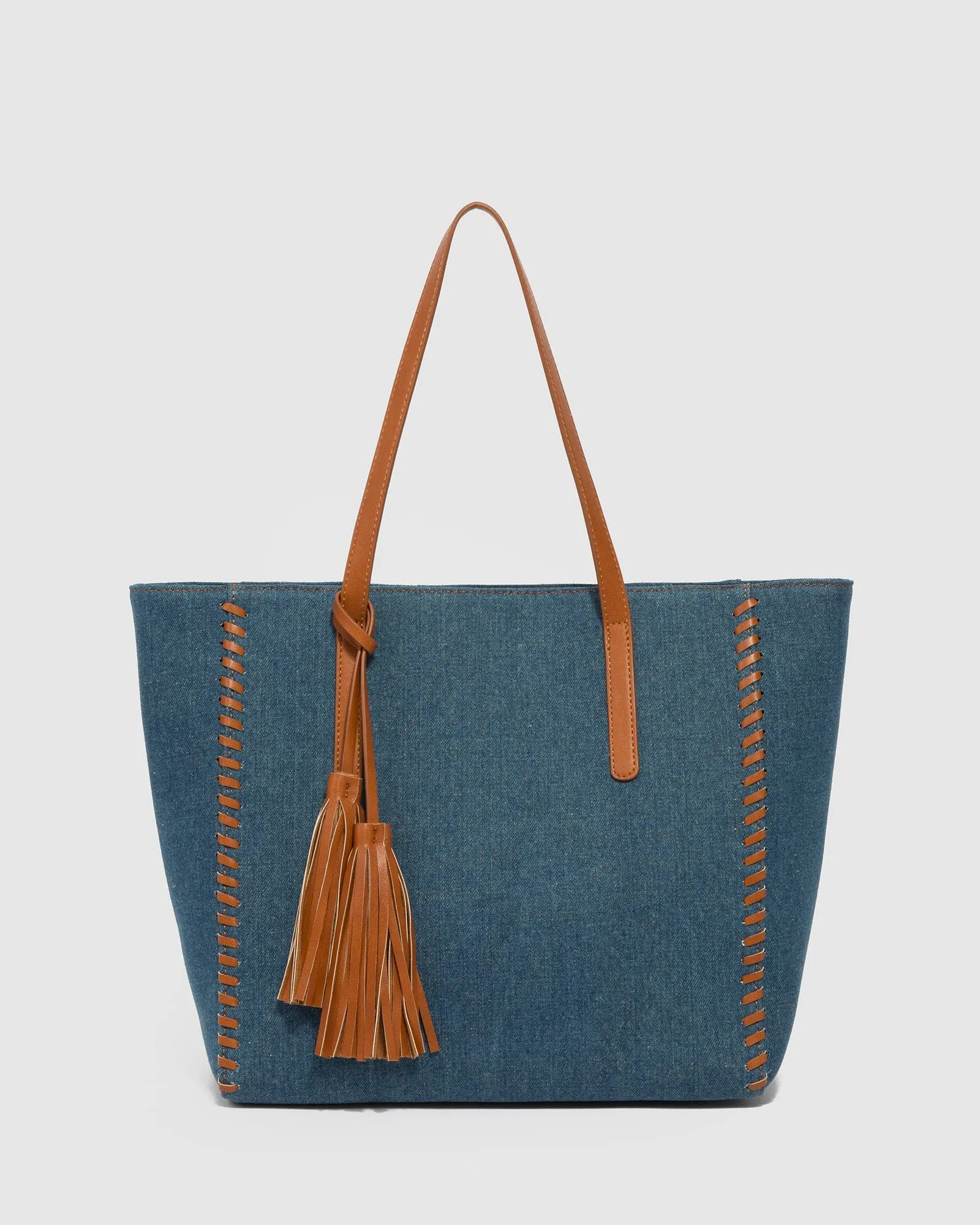 Blue Yesenia Tassel Tote Bag