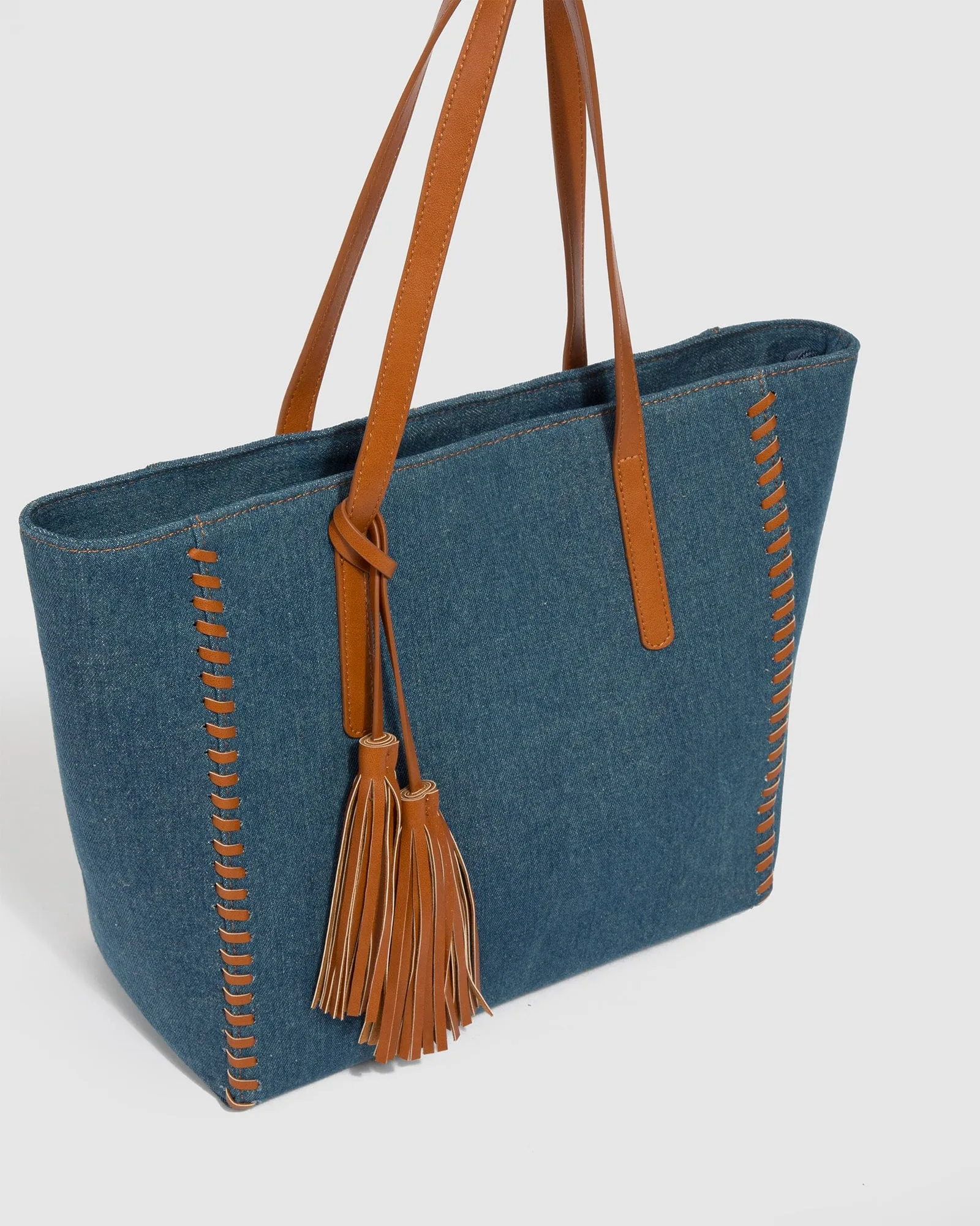 Blue Yesenia Tassel Tote Bag