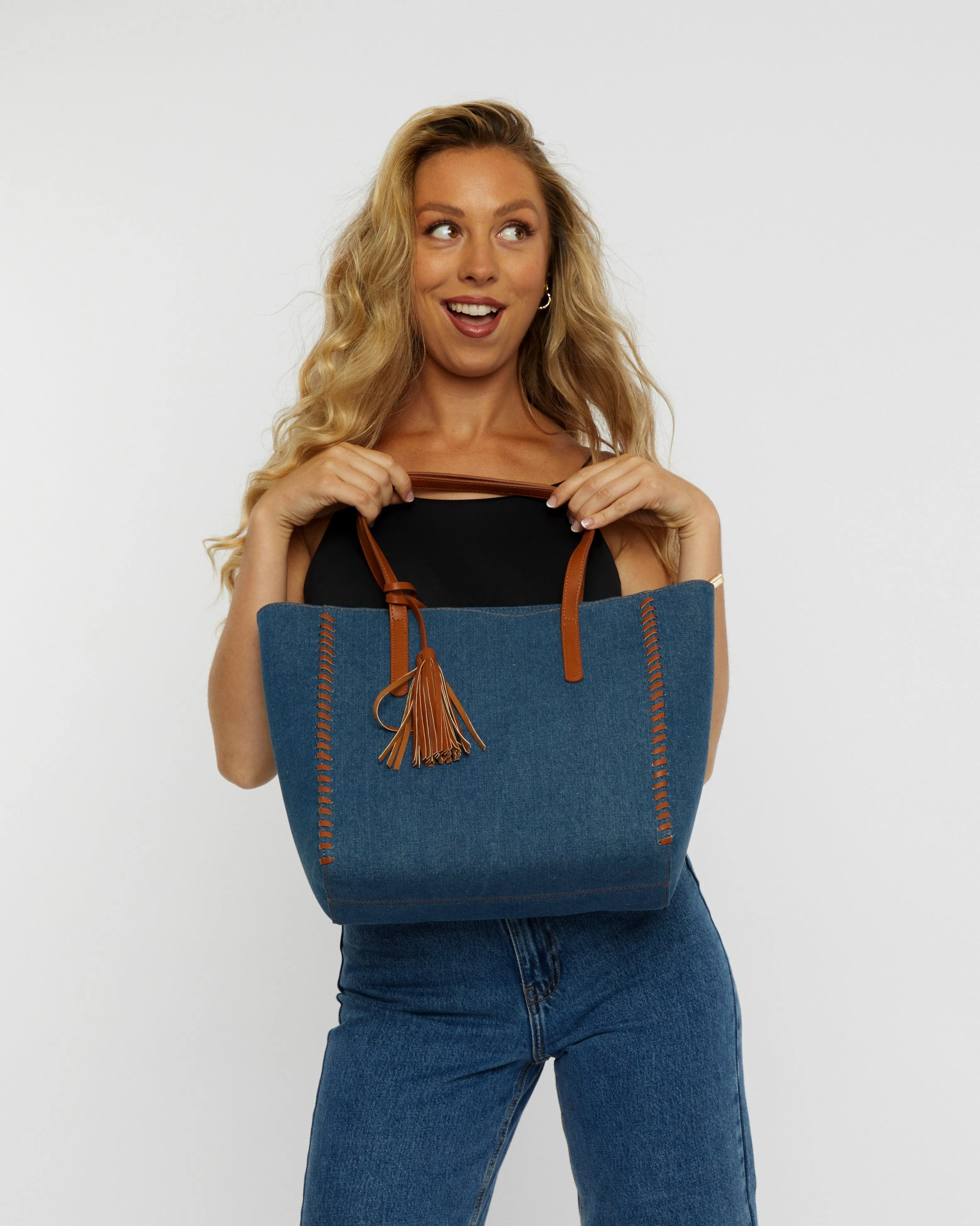 Blue Yesenia Tassel Tote Bag