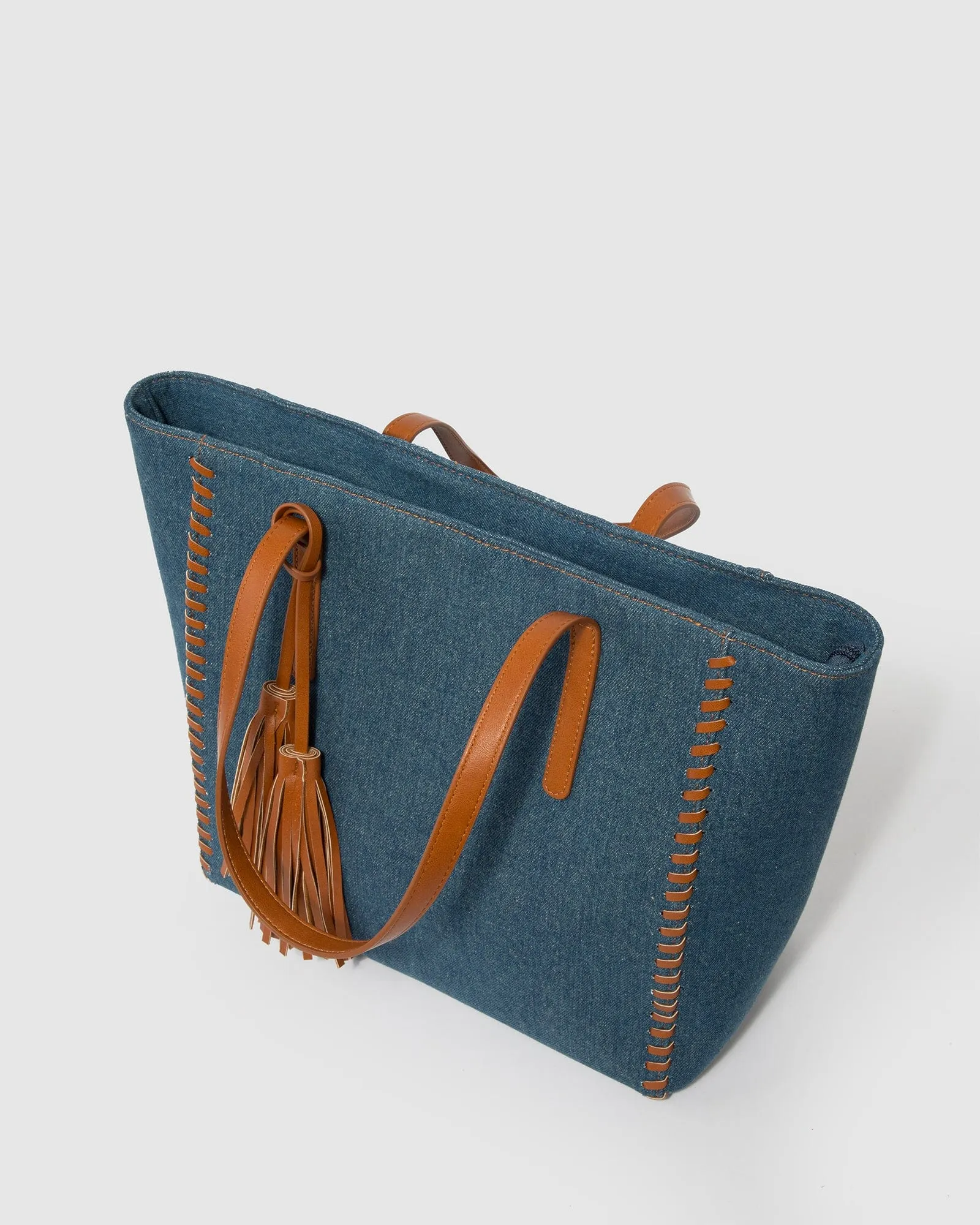 Blue Yesenia Tassel Tote Bag