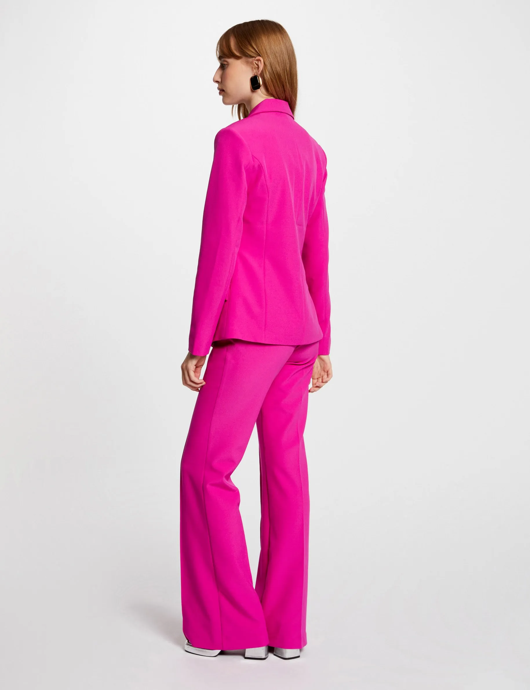 Bootcut trousers with darts dark pink women