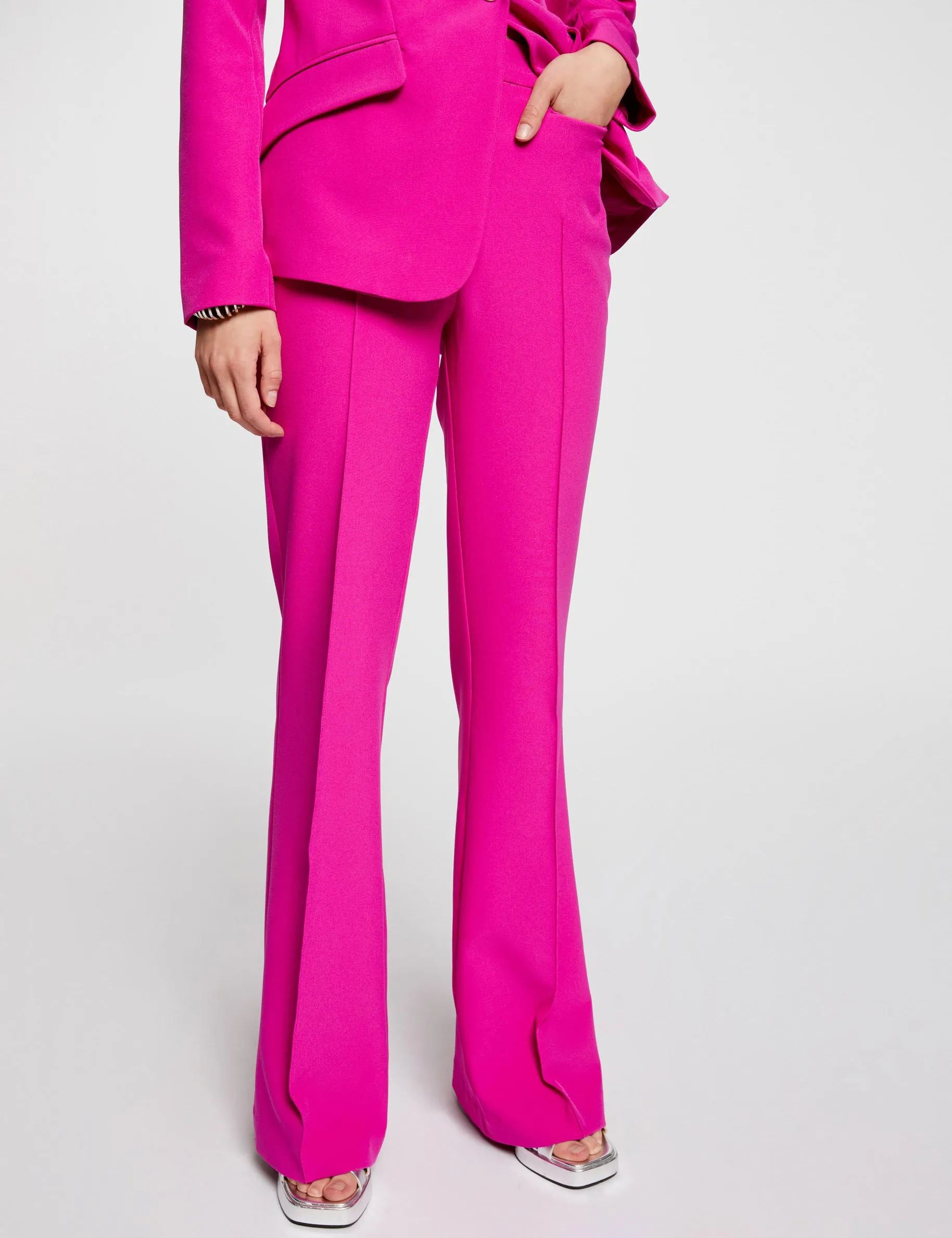 Bootcut trousers with darts dark pink women