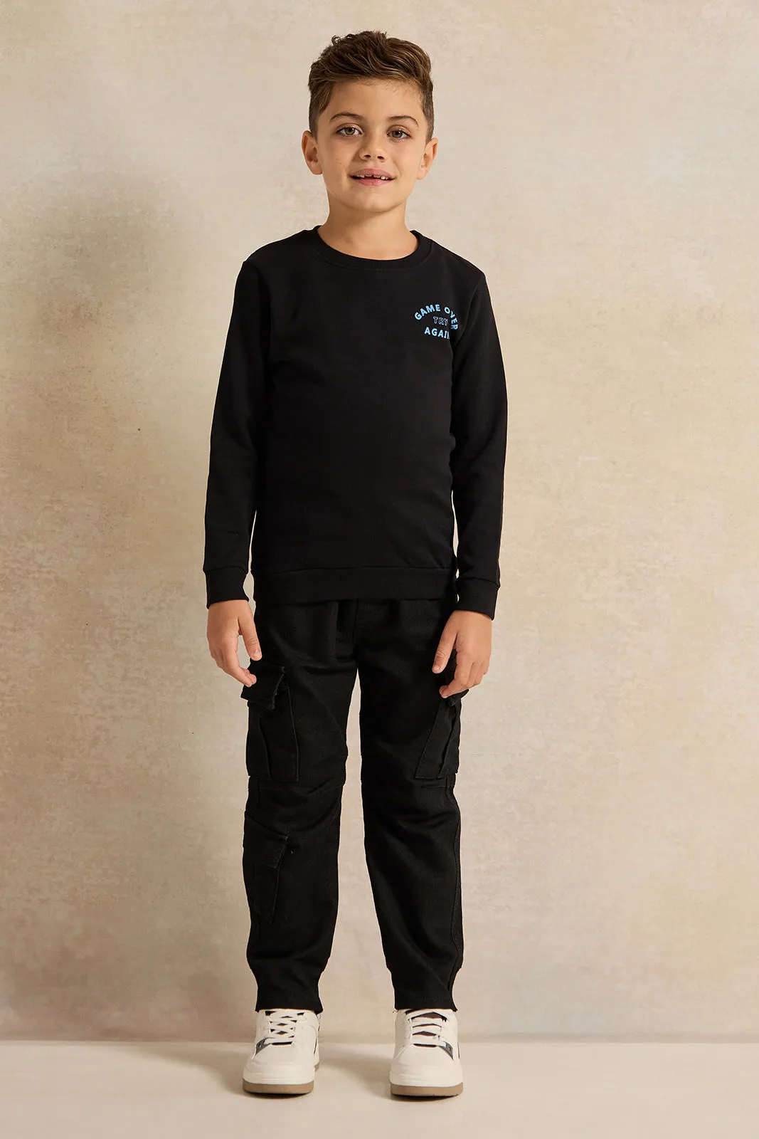 Boys Black Printed Sweatshirt