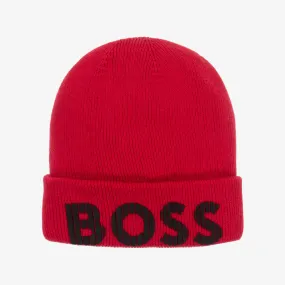 Boys Red Knitted Beanie Hat