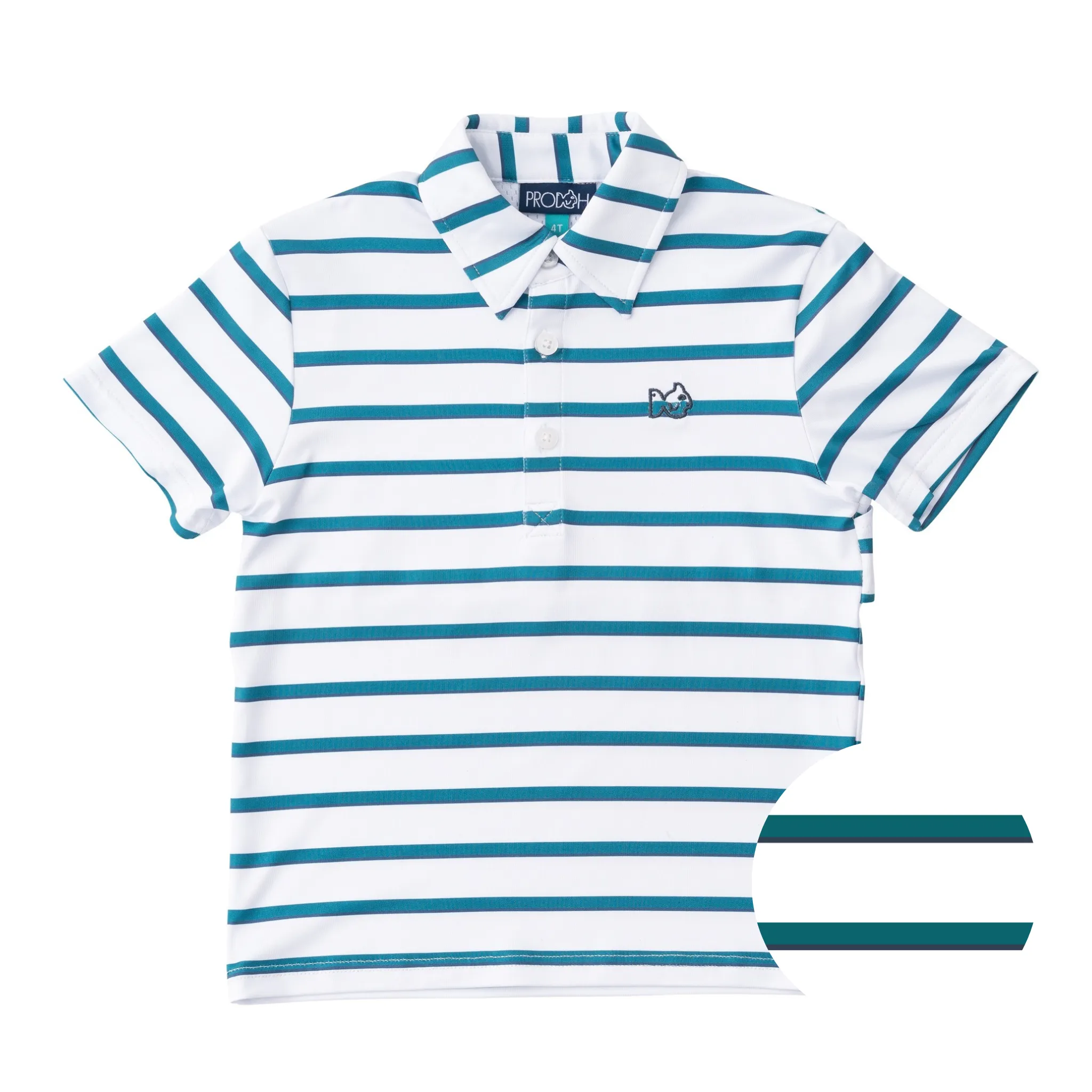 Boys' Short Sleeve Pro Performance Polo in Alexandrite Fairway Stripe