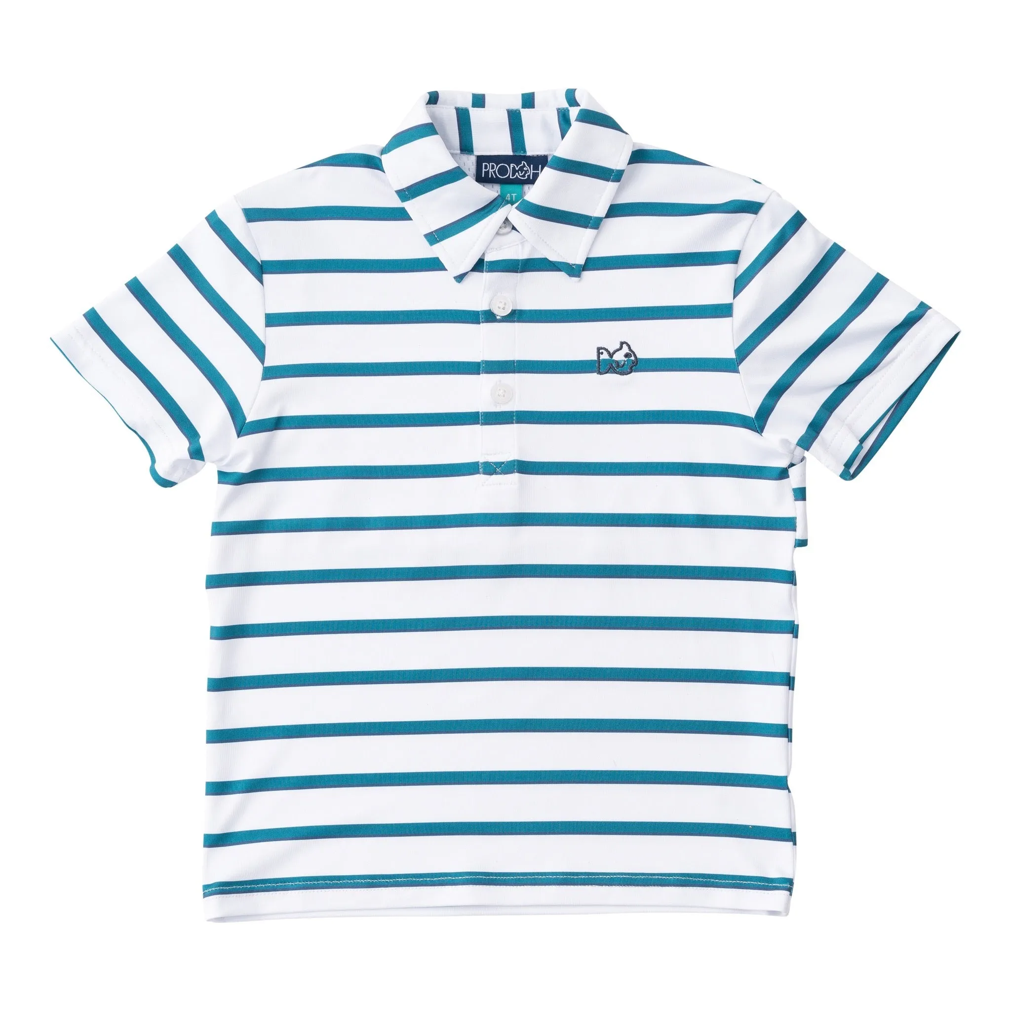 Boys' Short Sleeve Pro Performance Polo in Alexandrite Fairway Stripe