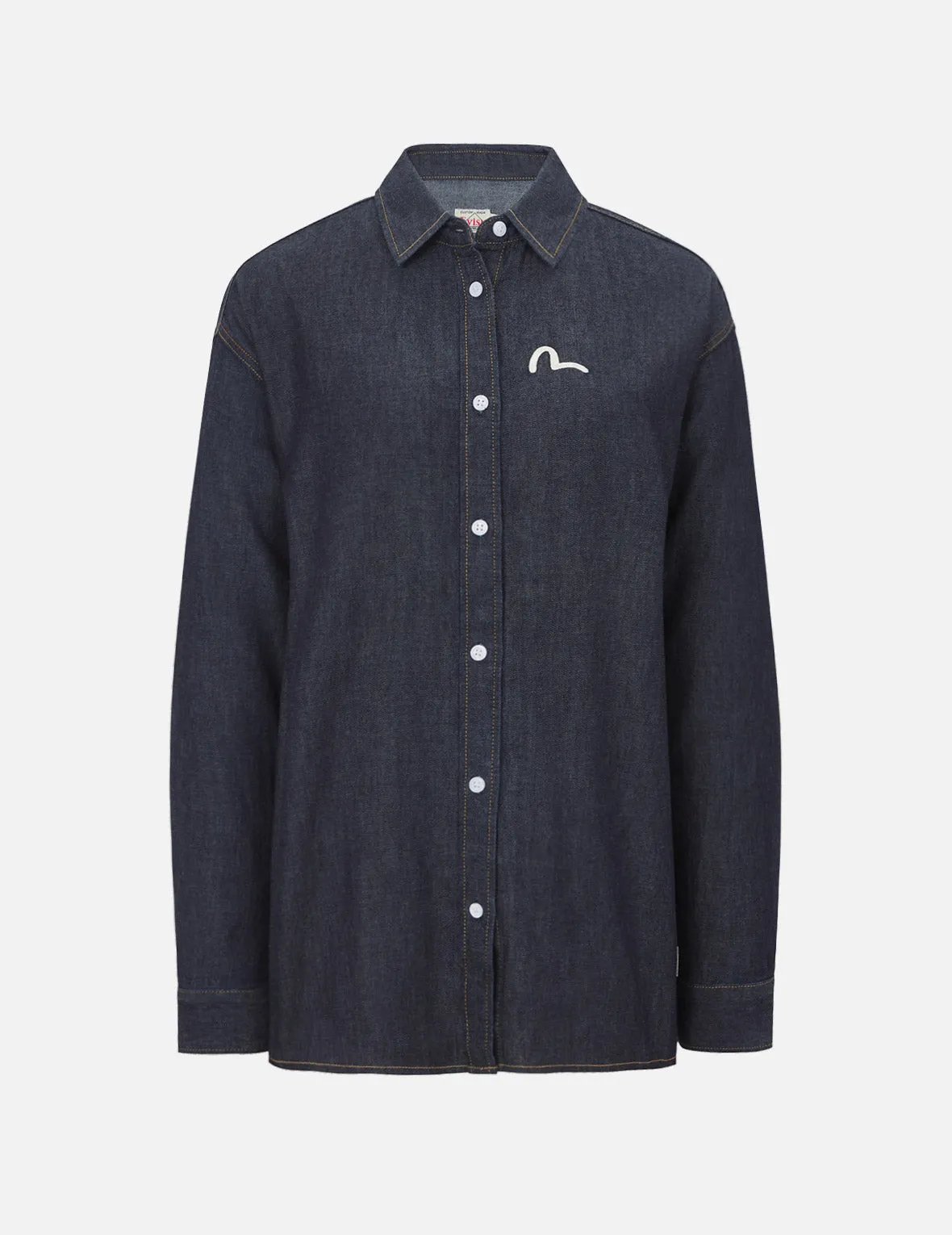 Brocade Kamon Print Denim Shirt