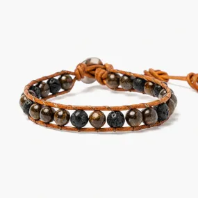 Men's Bracelet with Bronzite & Lava