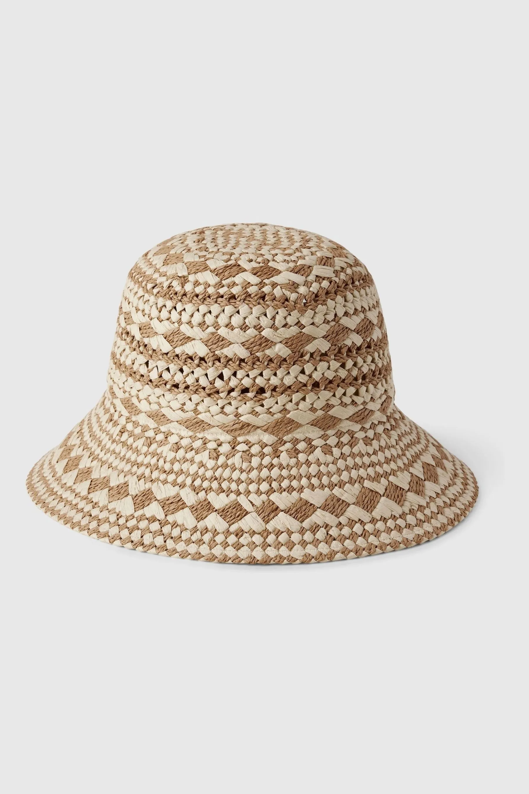 Brown Adults Straw Bucket Hat