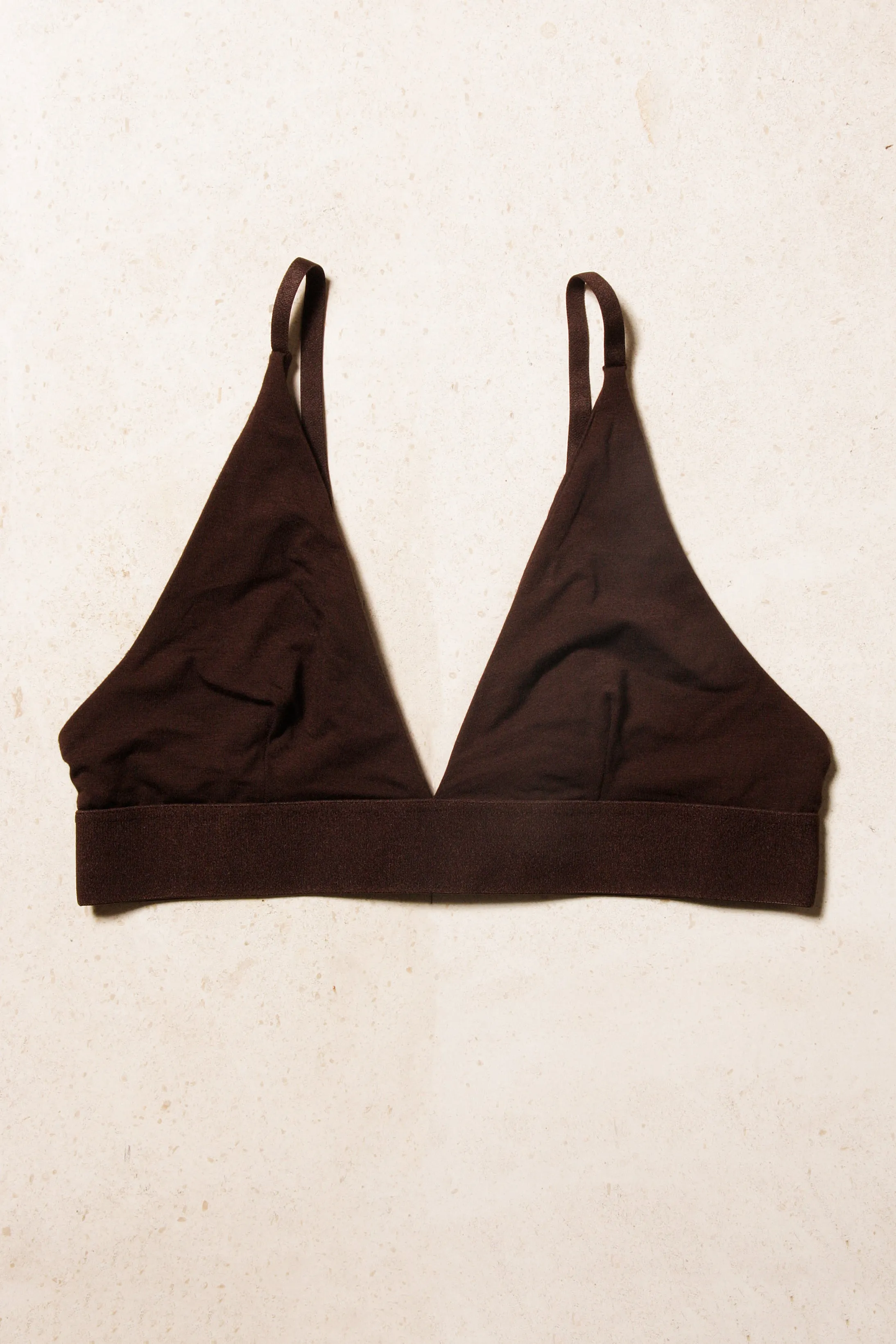 Brown Triangle Bra Cotton Rib