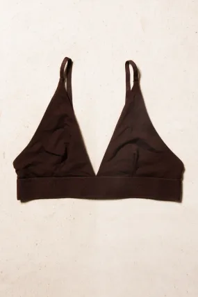 Brown Triangle Bra Cotton Rib