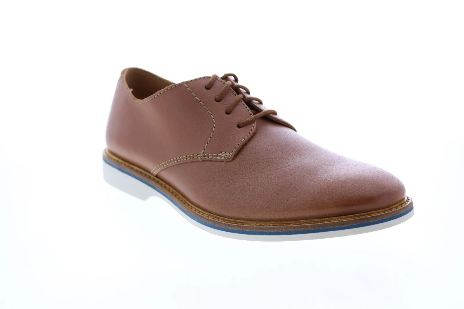 Brown Wide Leather Plain Toe Oxfords