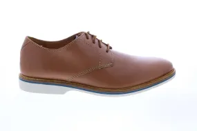 Brown Wide Leather Plain Toe Oxfords