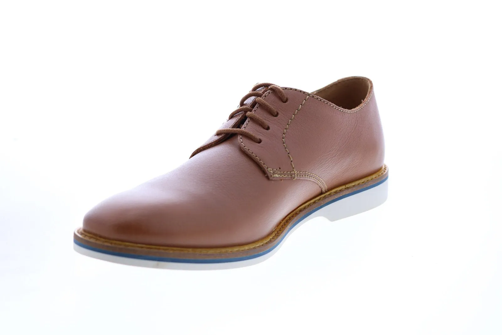 Brown Wide Leather Plain Toe Oxfords