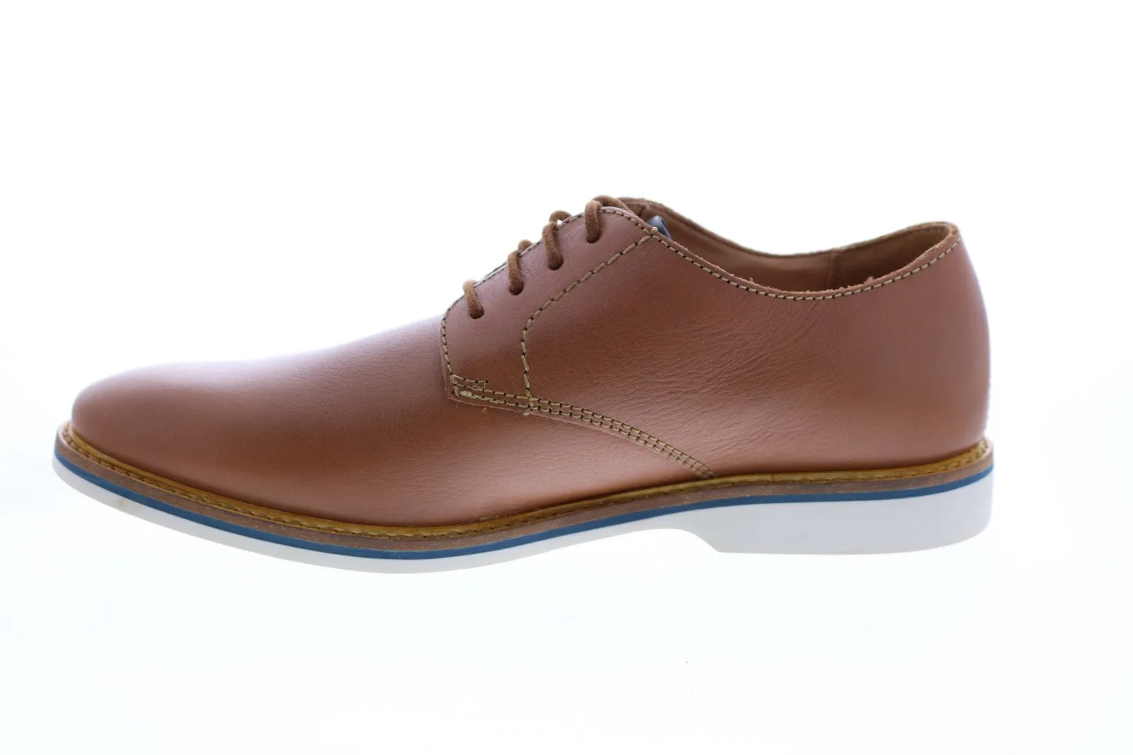 Brown Wide Leather Plain Toe Oxfords