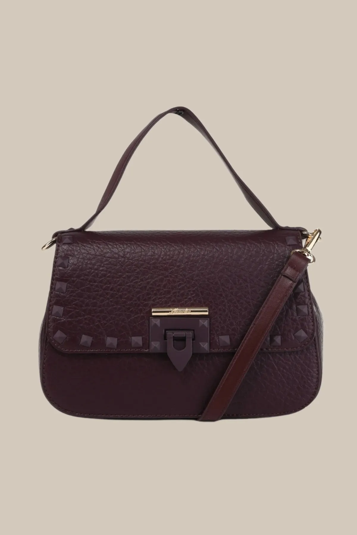 Burgundy Wren Saddle Bag With Lock Detail