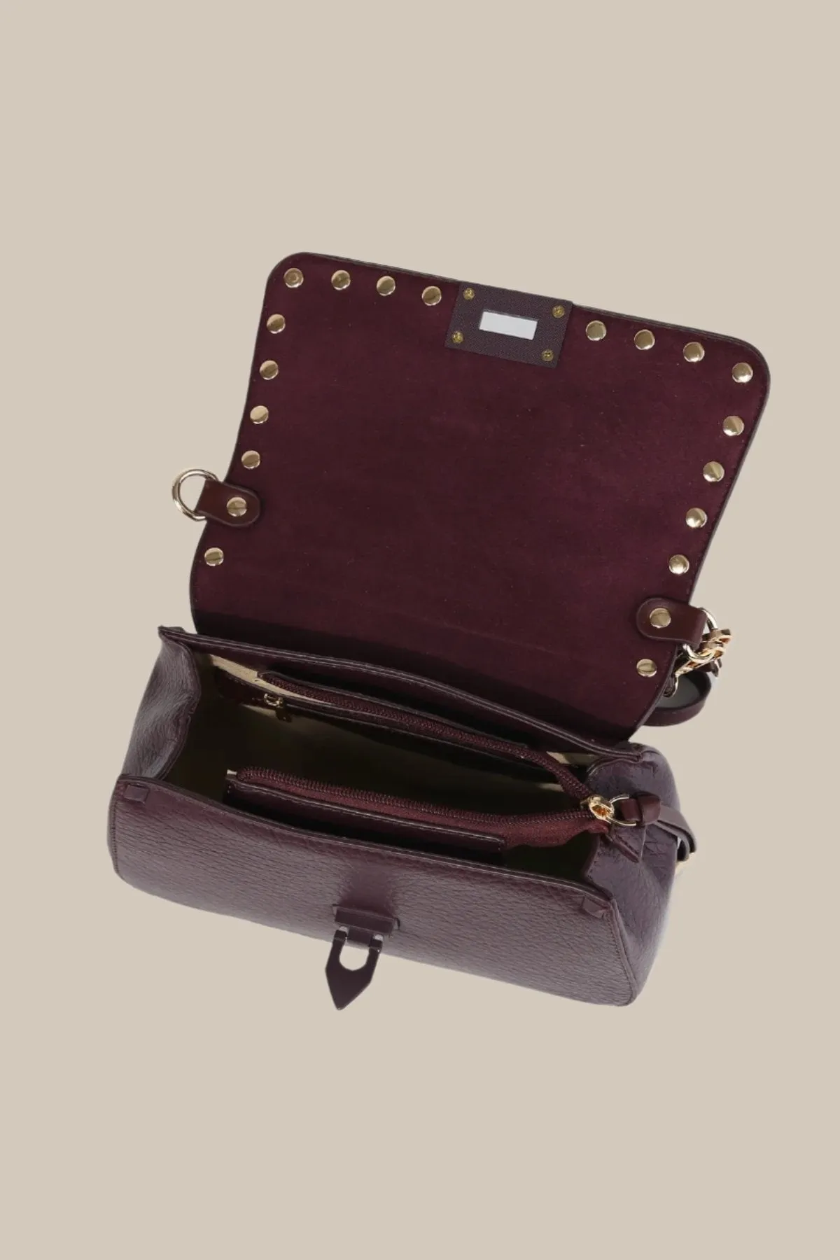 Burgundy Wren Saddle Bag With Lock Detail