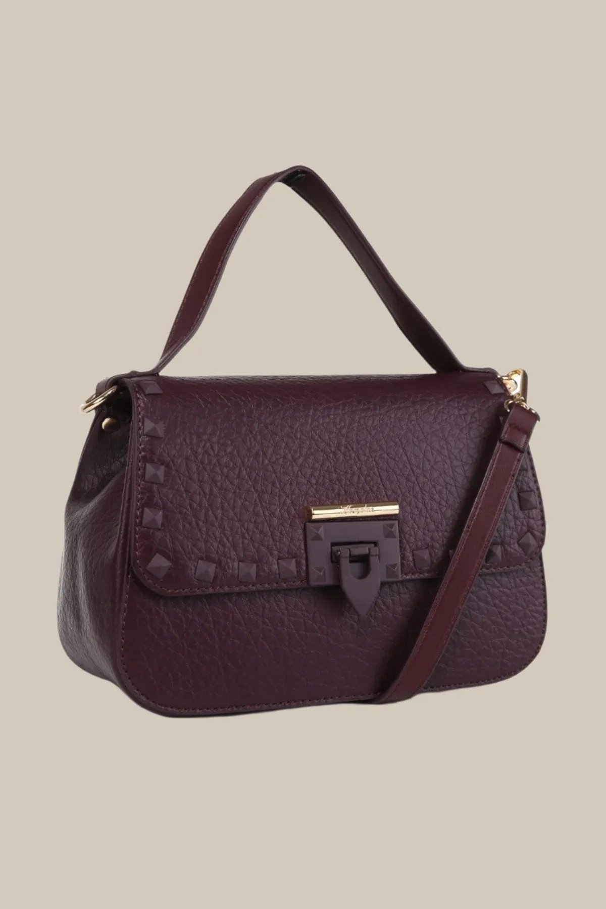 Burgundy Wren Saddle Bag With Lock Detail