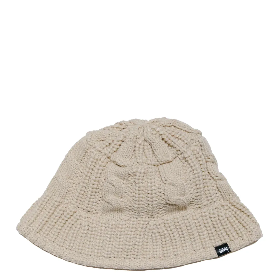 CABLE KNIT BUCKET HAT OAT