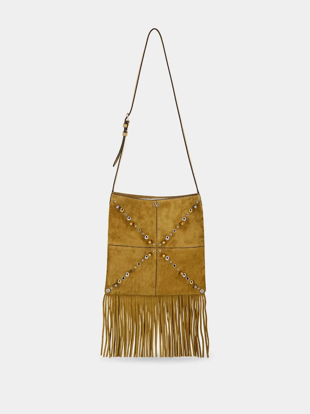 Camel Suede Nellcte Fringe Shoulder Bag