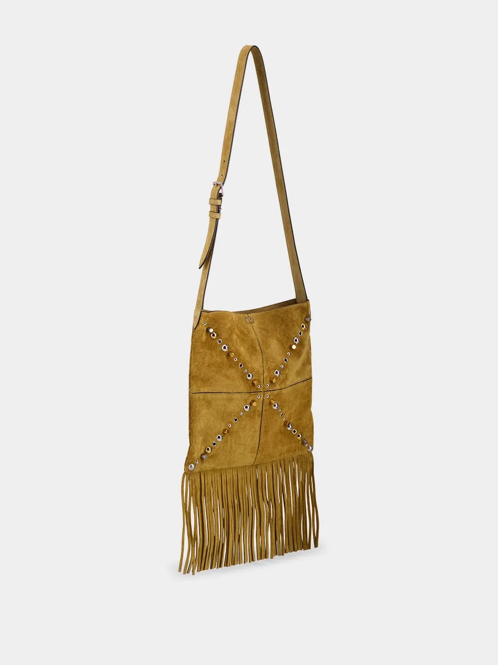 Camel Suede Nellcte Fringe Shoulder Bag