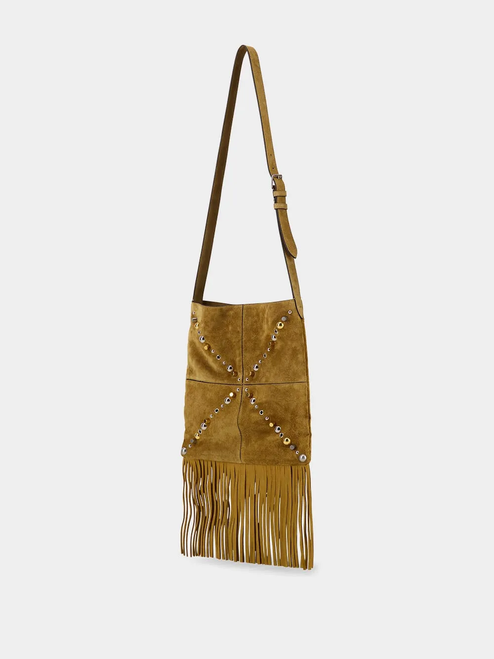 Camel Suede Nellcte Fringe Shoulder Bag