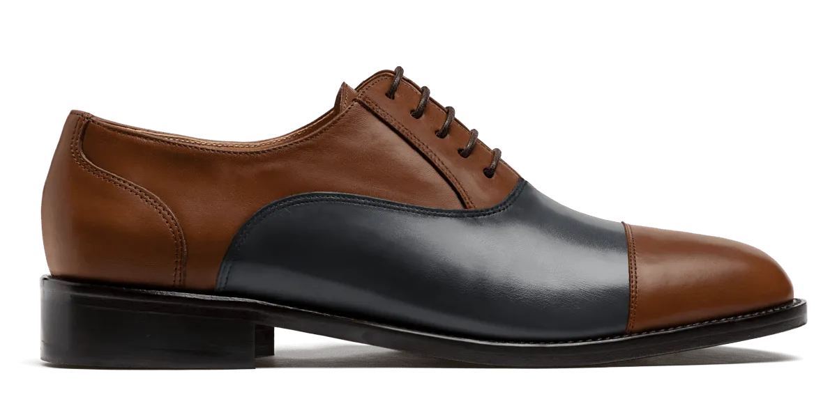 Blue & Brown Leather Cap Toe Oxfords