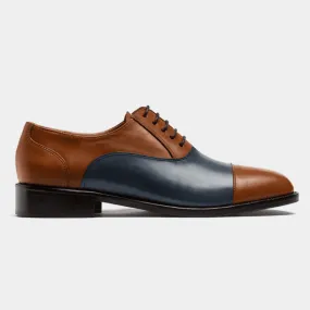 Blue & Brown Leather Cap Toe Oxfords