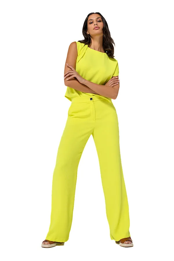 Caroline Biss YELLOW STRAIGHT CITY TROUSERS