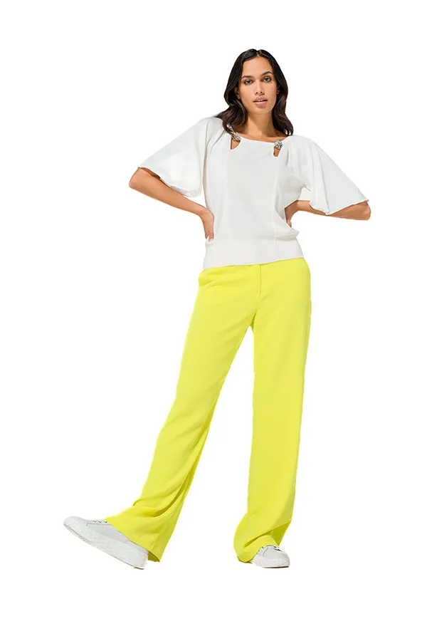 Caroline Biss YELLOW STRAIGHT CITY TROUSERS