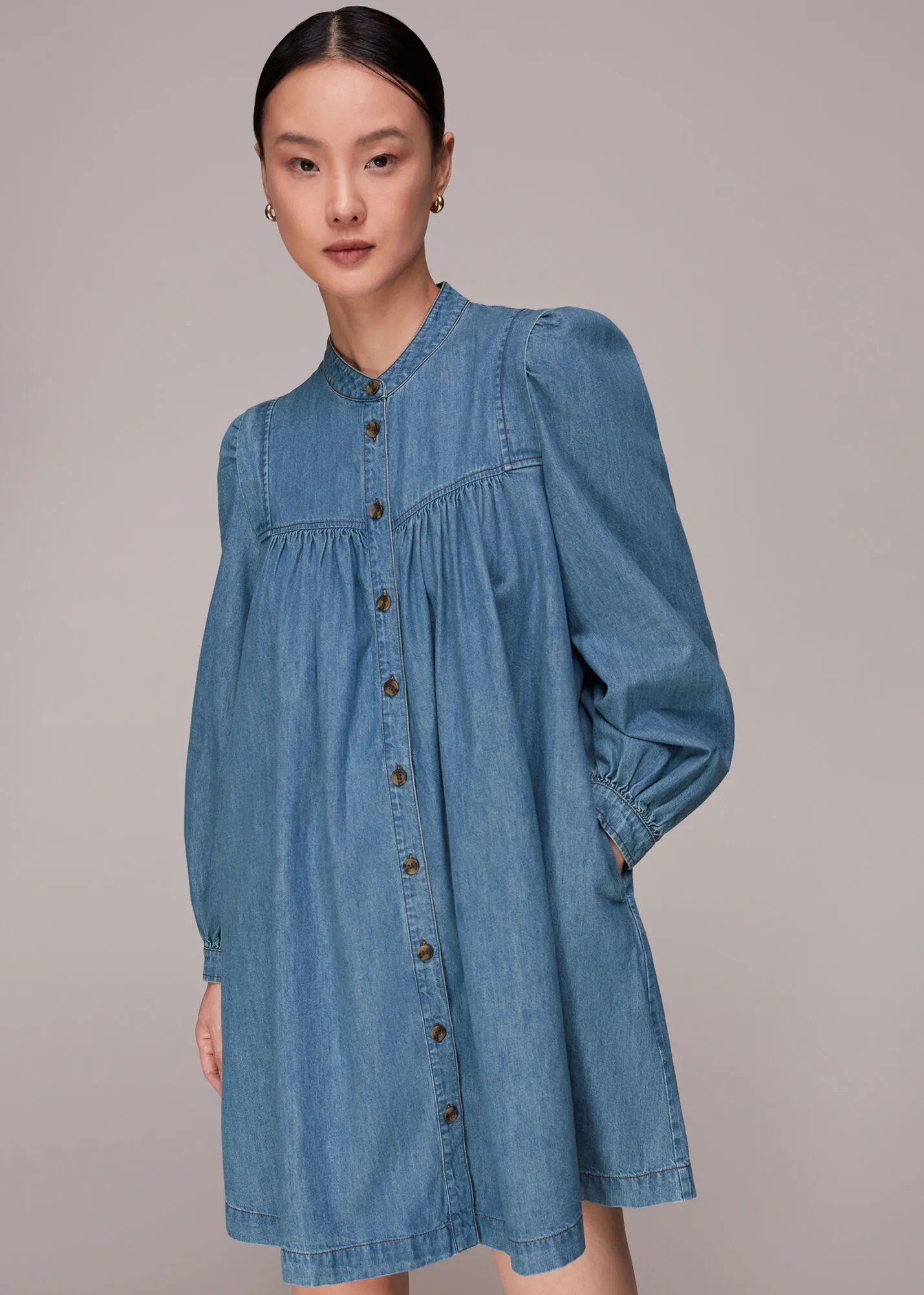 Chambray Denim Trapeze Dress