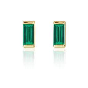 Channel-set Emerald Baguette Gold or Platinum Stud Earrings