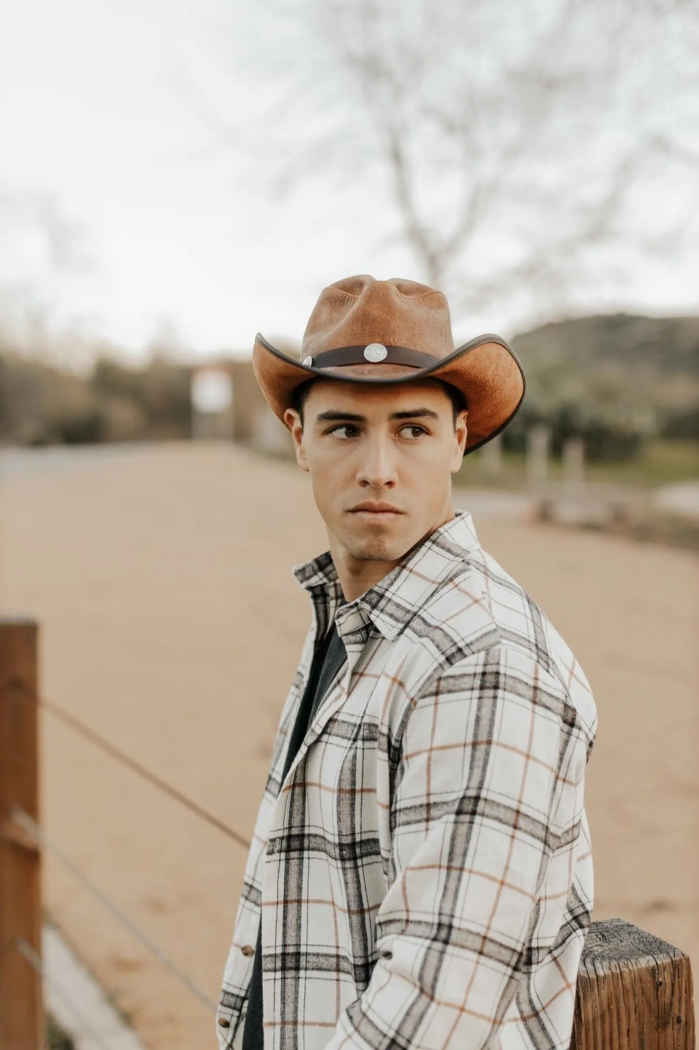 Classic Western Brown 100% Genuine Leather Fancy Unisex Cowboy Hat