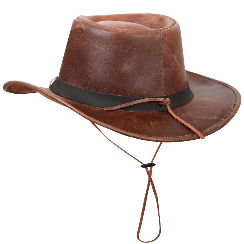 Classic Western Brown 100% Genuine Leather Fancy Unisex Cowboy Hat