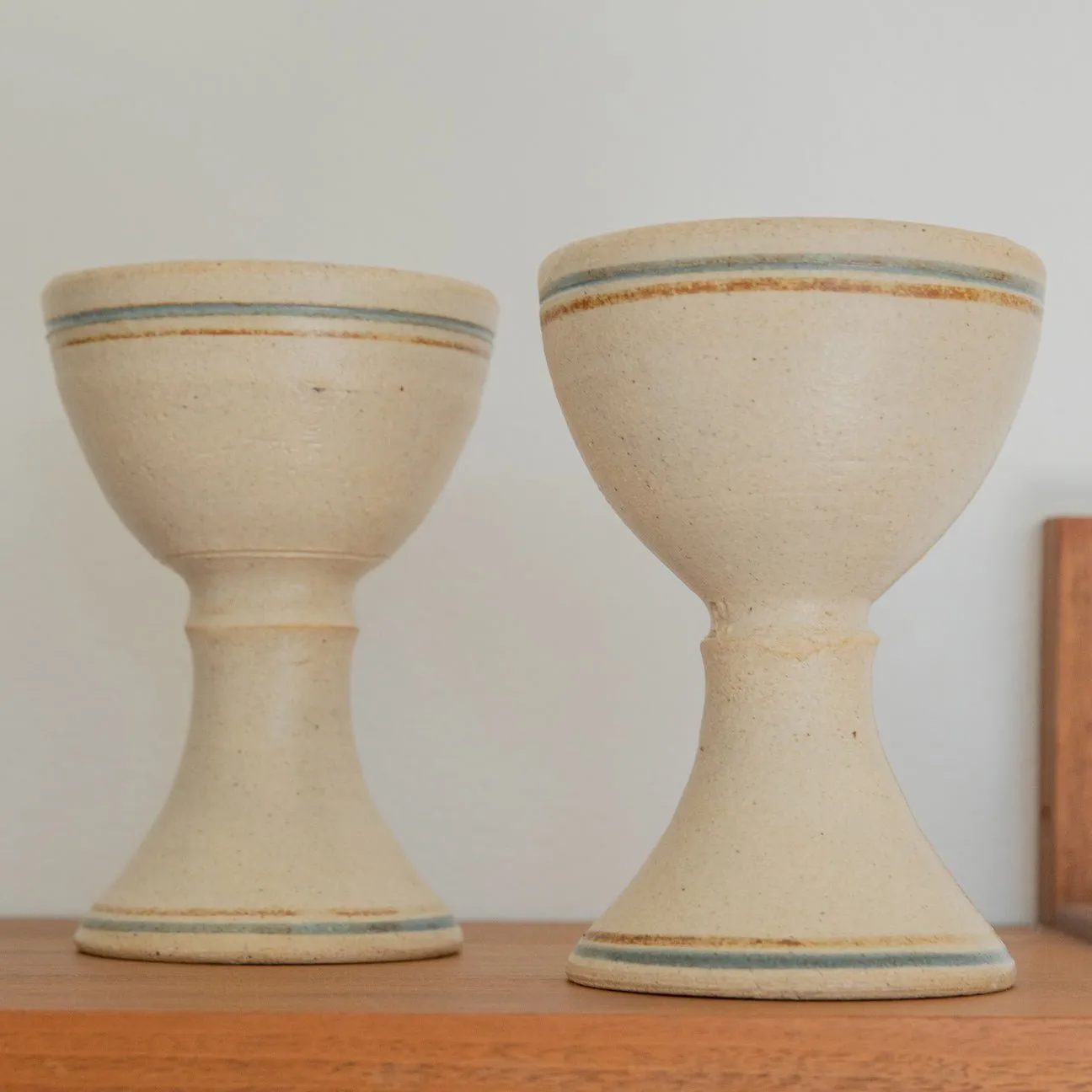 Antique Stoneware Wine Goblets (Pair)