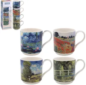 Claude Monet Set of 4 Fine China Stacking Mugs